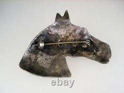 Rare Old Navajo Sterling Silver & Turquoise Horsehead Pin Brooch