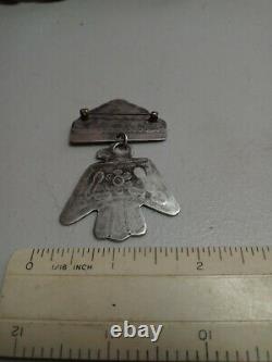 Rare Old Pawn Vintage Navajo Fred Harvey Sterling Thunderbird Pin With Cloud