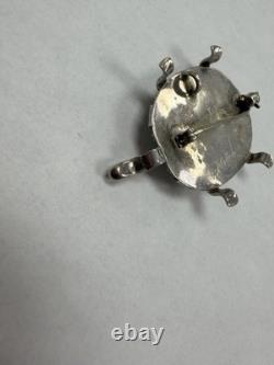 Rare Vintage Blue Turquoise Zuni Sterling Silver Turtle Pin/Pendant L96