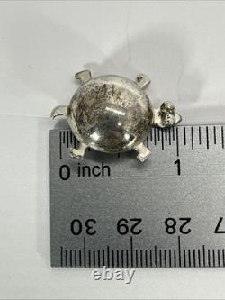 Rare Vintage NAVAJO Artie Yellowhorse Sterling Silver Turtle Tortoise Brooch 925
