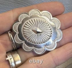 Rare Vintage Native American 925 Sterling Silver Handmade Conch Oval Brooch