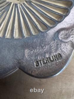 Rare Vintage Native American 925 Sterling Silver Handmade Conch Oval Brooch