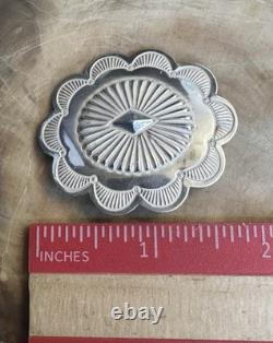 Rare Vintage Native American 925 Sterling Silver Handmade Conch Oval Brooch