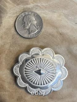 Rare Vintage Native American 925 Sterling Silver Handmade Conch Oval Brooch