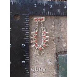 Rare Vintage Sterling Silver Coral squash blossom brooch pin