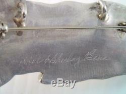 Rare Vintage Zuni Virgil & Shirley Benn Sterling Inlaid Stone Fox Pin Pendant