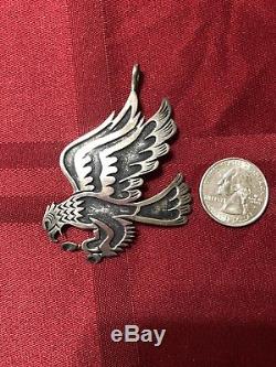 Rare Vtg Navajo Thomas Tommy Singer Sterling Silver Eagle Pendant Pin Brooch