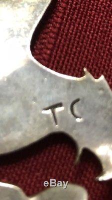 Rare Vtg Navajo Thomas Tommy Singer Sterling Silver Eagle Pendant Pin Brooch