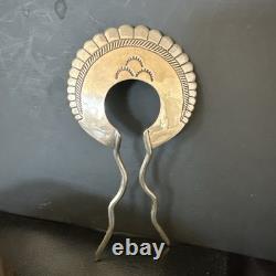 Rare XL HairPin Bun Holder Sterling Silver Stamped Navajo Handmade 5 20091
