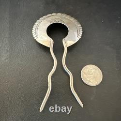 Rare XL HairPin Bun Holder Sterling Silver Stamped Navajo Handmade 5 20091