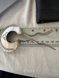 Rare XL HairPin Bun Holder Sterling Silver Stamped Navajo Handmade 5 20091
