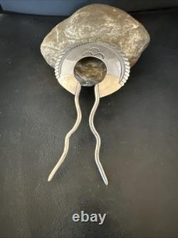 Rare XL HairPin Bun Holder Sterling Silver Stamped Navajo Handmade 5 20091
