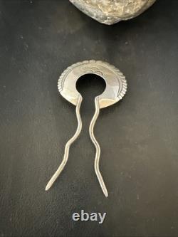 Rare XL HairPin Bun Holder Sterling Silver Stamped Navajo Handmade 5 20091