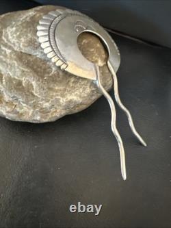 Rare XL HairPin Bun Holder Sterling Silver Stamped Navajo Handmade 5 20091