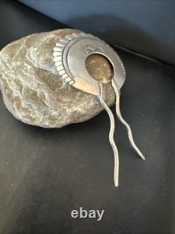 Rare XL HairPin Bun Holder Sterling Silver Stamped Navajo Handmade 5 20091