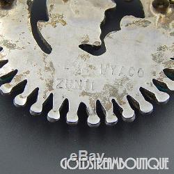 Ray & Eva Wyaco Zuni 925 Silver Turquoise Needlepoint Floral Round Pin Pendant