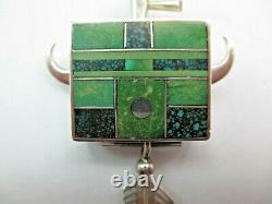 Ray Tracey Knifewing Sterling Silver Inlaid Turquoise Pendant Pin Sign 844D
