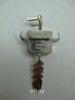 Ray Tracey Knifewing Sterling Silver Inlaid Turquoise Pendant Pin Sign 844D
