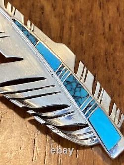 Ray Tracey Knifewing sterling silver Turquoise Feather brooch pin? Large LO