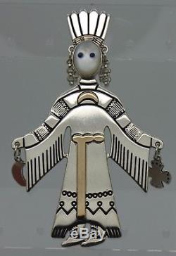 Relios 14K & Sterling Silver 925 Zuni Dancer or Hopi Kachina Pin / Pendant