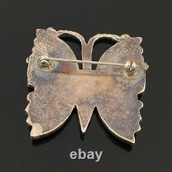 Reyes Niiha Native American Zuni Silver Multi-stone Inlay Butterfly Pin Brooch