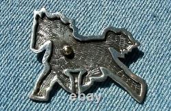 Rick Manuel Tohono O'odham Sterling Figural Running Horse Pony Brooch Pin, Great