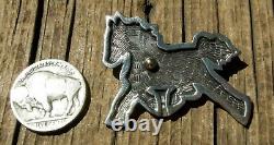 Rick Manuel Tohono O'odham Sterling Figural Running Horse Pony Brooch Pin, Great