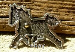 Rick Manuel Tohono O'odham Sterling Figural Running Horse Pony Brooch Pin, Great