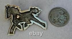 Rick Manuel Tohono O'odham Sterling Figural Running Horse Pony Brooch Pin, Great