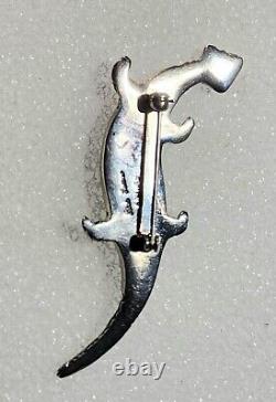 Rick Tolino Navajo Native American Sterling Lizard Pin Turquoise Coral Lapiz