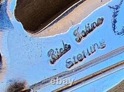 Rick Tolino Navajo Native American Sterling Lizard Pin Turquoise Coral Lapiz