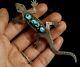 Rustic Old Pawn Vintage Navajo Sterling & Turquoise Lizard Pin Or Pendant