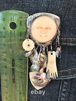 SALE! Amazing Silver Lucy Issacs Tabra Face Pin