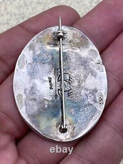SIGNED HALLMARKED native american One Of The Best Sterling Silver Pin Brooch