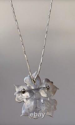 SIGNED Zuni Sterling Silver Turquoise needlepoint Flower Pendant Brooch ZCCA