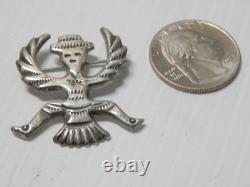 SOLID + HEAVY VINTAGE NAVAJO INDIAN STERLING SILVER KNIFEWING PIN by FELIX JOE