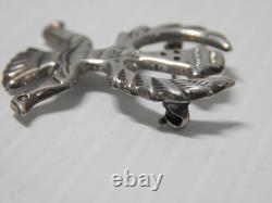 SOLID + HEAVY VINTAGE NAVAJO INDIAN STERLING SILVER KNIFEWING PIN by FELIX JOE