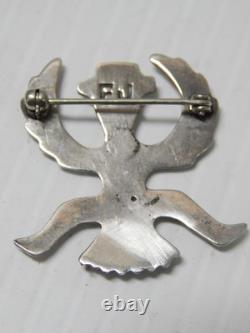 SOLID + HEAVY VINTAGE NAVAJO INDIAN STERLING SILVER KNIFEWING PIN by FELIX JOE