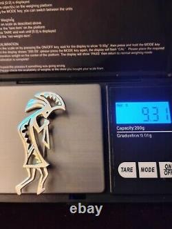 STERLING KOKOPELLI Brooch Pin-Vintage 925 Silver-Navajo GS Sandoval Singed