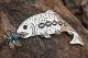 Sterling Silver Fish Pin/pendant By Lee Charley Navajo Native American