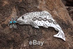 STERLING SILVER FISH PIN/PENDANT by LEE CHARLEY NAVAJO NATIVE AMERICAN