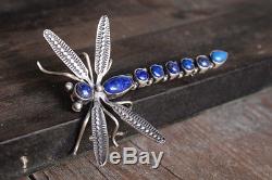 STERLING SILVER & LAPIS DRAGONFLY PIN by HERBERT RATION NAVAJO