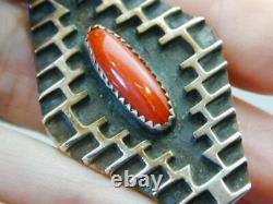 STUNNING Navajo Tommy Jackson Sterling Red Coral Pin Brooch
