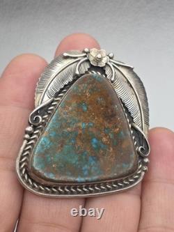 Sam Piaso Native American Sterling Silver Turquoise Pendant Pin