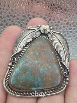 Sam Piaso Native American Sterling Silver Turquoise Pendant Pin