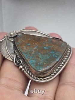 Sam Piaso Native American Sterling Silver Turquoise Pendant Pin