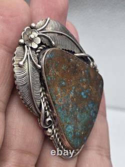 Sam Piaso Native American Sterling Silver Turquoise Pendant Pin