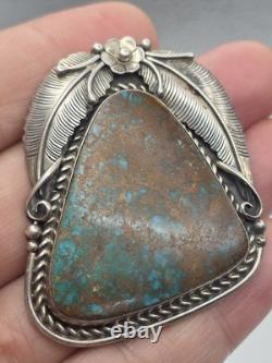 Sam Piaso Native American Sterling Silver Turquoise Pendant Pin