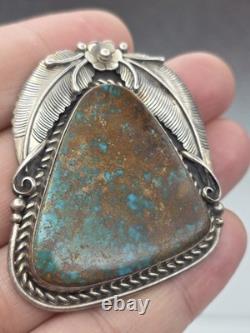Sam Piaso Native American Sterling Silver Turquoise Pendant Pin
