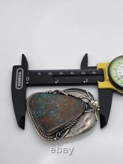 Sam Piaso Native American Sterling Silver Turquoise Pendant Pin